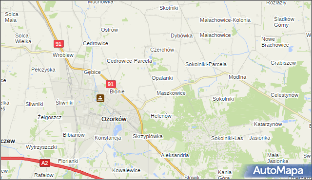 mapa Maszkowice gmina Ozorków, Maszkowice gmina Ozorków na mapie Targeo