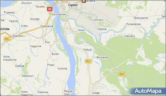 mapa Matygi, Matygi na mapie Targeo