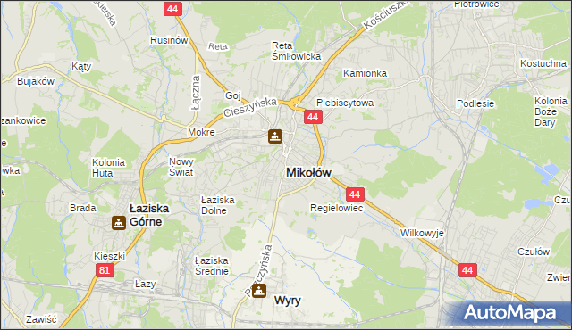 mapa Mikołów, Mikołów na mapie Targeo