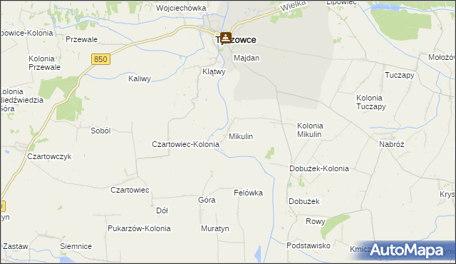 mapa Mikulin gmina Tyszowce, Mikulin gmina Tyszowce na mapie Targeo