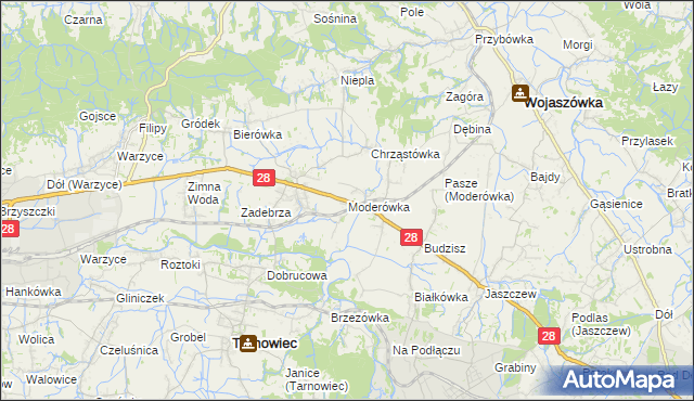 mapa Moderówka, Moderówka na mapie Targeo