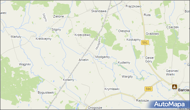 mapa Modgarby, Modgarby na mapie Targeo