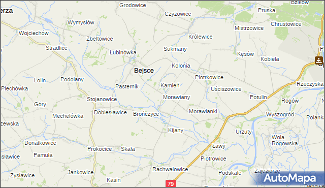 mapa Morawiany, Morawiany na mapie Targeo