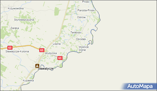 mapa Mościce Dolne, Mościce Dolne na mapie Targeo