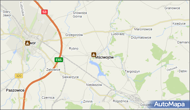 mapa Mściwojów, Mściwojów na mapie Targeo