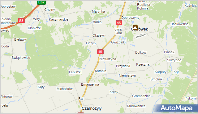 mapa Nietuszyna, Nietuszyna na mapie Targeo