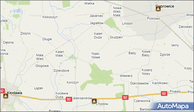 mapa Niwki gmina Chodów, Niwki gmina Chodów na mapie Targeo