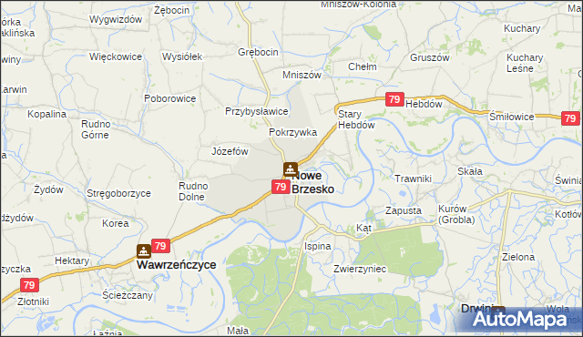 mapa Nowe Brzesko, Nowe Brzesko na mapie Targeo