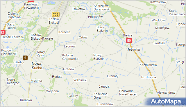 mapa Nowy Białynin, Nowy Białynin na mapie Targeo