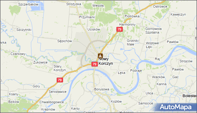 mapa Nowy Korczyn, Nowy Korczyn na mapie Targeo