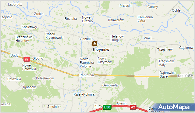 mapa Nowy Krzymów, Nowy Krzymów na mapie Targeo