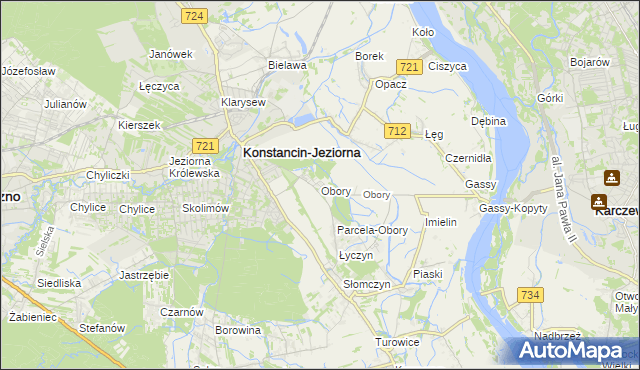 mapa Obory gmina Konstancin-Jeziorna, Obory gmina Konstancin-Jeziorna na mapie Targeo