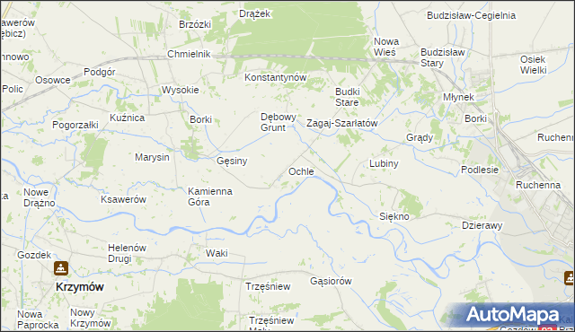 mapa Ochle gmina Koło, Ochle gmina Koło na mapie Targeo