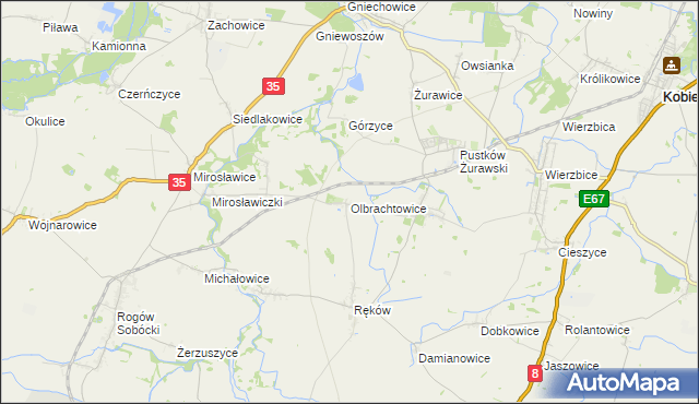 mapa Olbrachtowice, Olbrachtowice na mapie Targeo