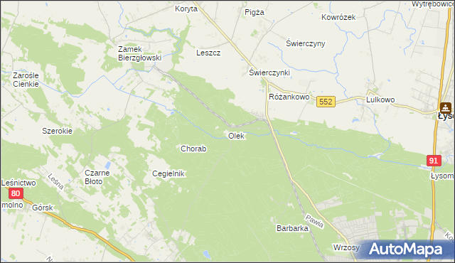 mapa Olek gmina Łysomice, Olek gmina Łysomice na mapie Targeo