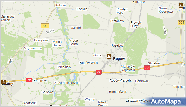 mapa Olsza gmina Rogów, Olsza gmina Rogów na mapie Targeo
