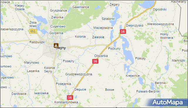 mapa Olszanka gmina Sejny, Olszanka gmina Sejny na mapie Targeo