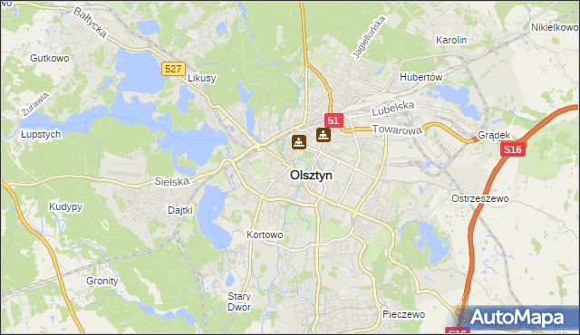 mapa Olsztyna, Olsztyn na mapie Targeo