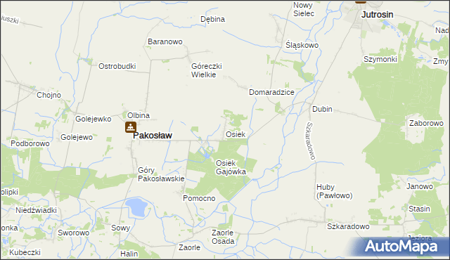mapa Osiek gmina Pakosław, Osiek gmina Pakosław na mapie Targeo