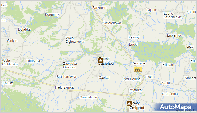 mapa Osiek Jasielski, Osiek Jasielski na mapie Targeo
