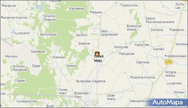 mapa Osiek Mały powiat kolski, Osiek Mały powiat kolski na mapie Targeo