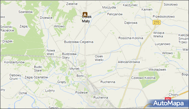 mapa Osiek Wielki gmina Osiek Mały, Osiek Wielki gmina Osiek Mały na mapie Targeo