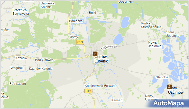 mapa Ostrów Lubelski, Ostrów Lubelski na mapie Targeo