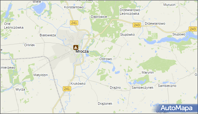 mapa Ostrowo gmina Mrocza, Ostrowo gmina Mrocza na mapie Targeo
