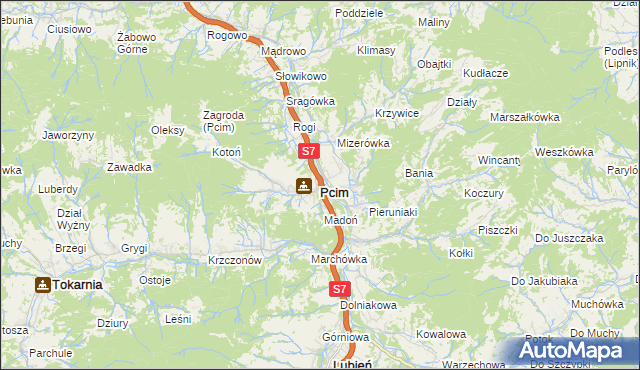 mapa Pcim, Pcim na mapie Targeo