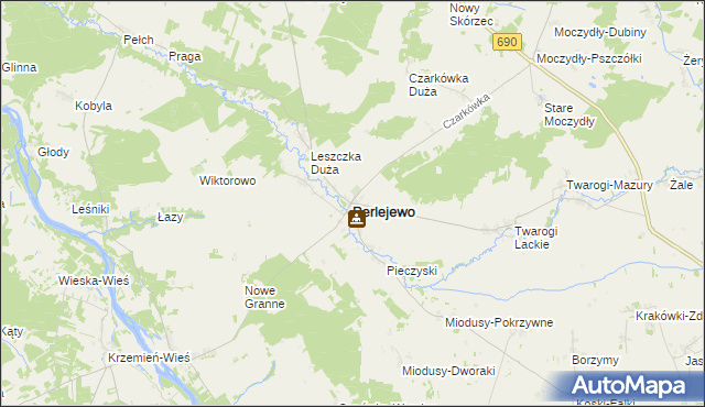 mapa Perlejewo, Perlejewo na mapie Targeo