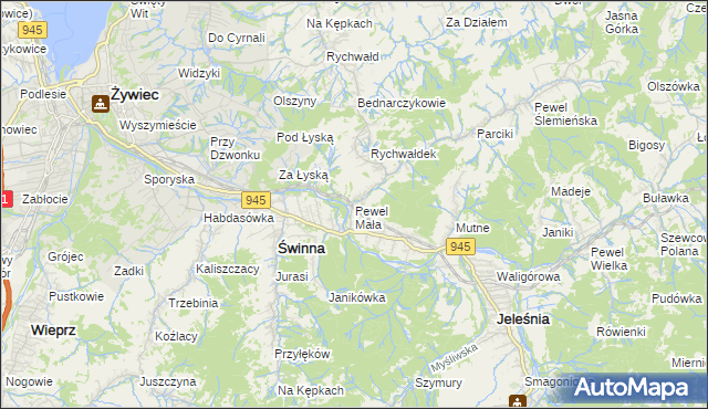 mapa Pewel Mała, Pewel Mała na mapie Targeo