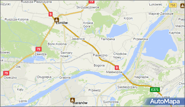 mapa Piaseczno gmina Łoniów, Piaseczno gmina Łoniów na mapie Targeo