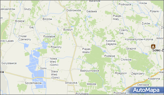 mapa Piasek Wielki, Piasek Wielki na mapie Targeo
