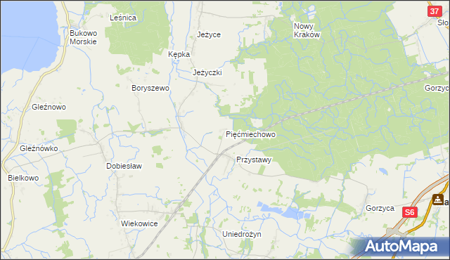 mapa Pięćmiechowo, Pięćmiechowo na mapie Targeo