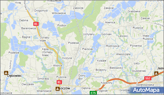 mapa Pierściec, Pierściec na mapie Targeo