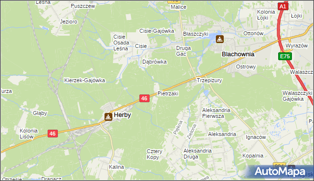 mapa Pietrzaki, Pietrzaki na mapie Targeo