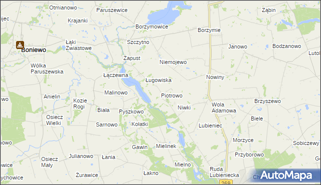 mapa Piotrowo gmina Chodecz, Piotrowo gmina Chodecz na mapie Targeo