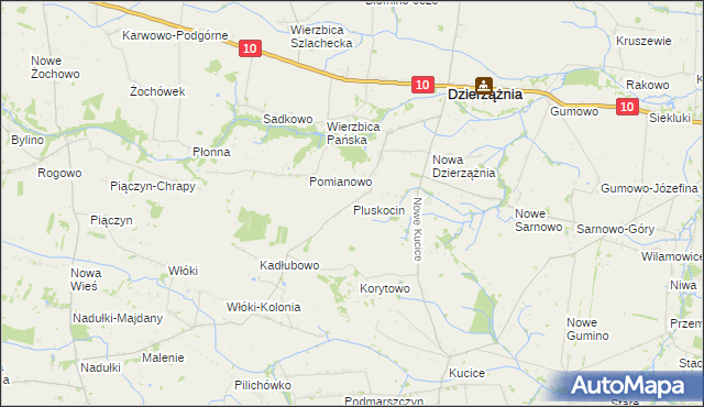 mapa Pluskocin gmina Dzierzążnia, Pluskocin gmina Dzierzążnia na mapie Targeo