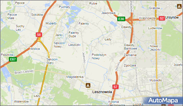 mapa Podolszyn Nowy, Podolszyn Nowy na mapie Targeo