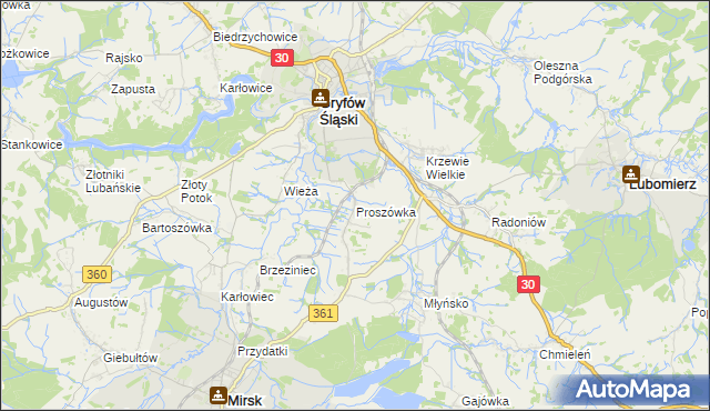mapa Proszówka, Proszówka na mapie Targeo