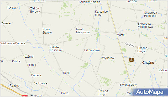 mapa Przemysłów gmina Chąśno, Przemysłów gmina Chąśno na mapie Targeo
