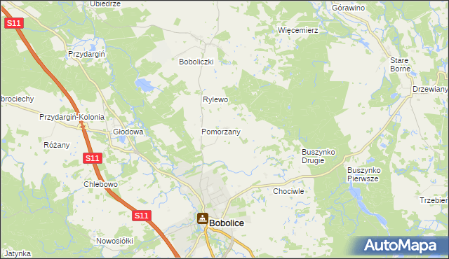 mapa Radwanki gmina Bobolice, Radwanki gmina Bobolice na mapie Targeo