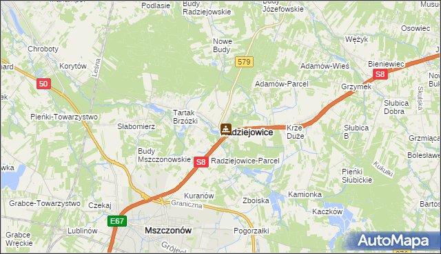 mapa Radziejowice, Radziejowice na mapie Targeo