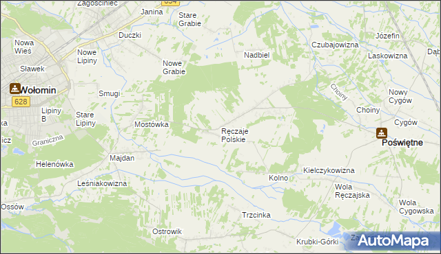 mapa Ręczaje Polskie, Ręczaje Polskie na mapie Targeo