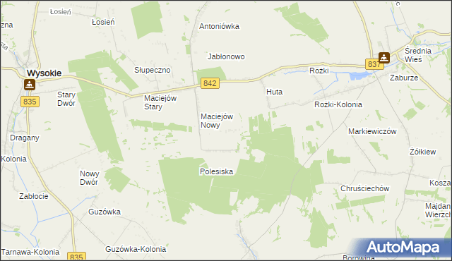 mapa Rezerwa, Rezerwa na mapie Targeo