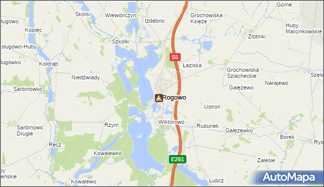 mapa Rogowo powiat żniński, Rogowo powiat żniński na mapie Targeo