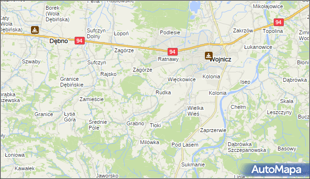 mapa Rudka gmina Wojnicz, Rudka gmina Wojnicz na mapie Targeo