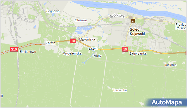 mapa Rudy gmina Solec Kujawski, Rudy gmina Solec Kujawski na mapie Targeo