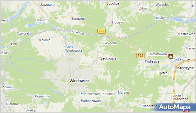 mapa Rzędkowice, Rzędkowice na mapie Targeo