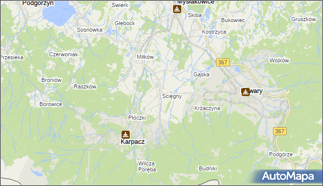 mapa Ściegny, Ściegny na mapie Targeo